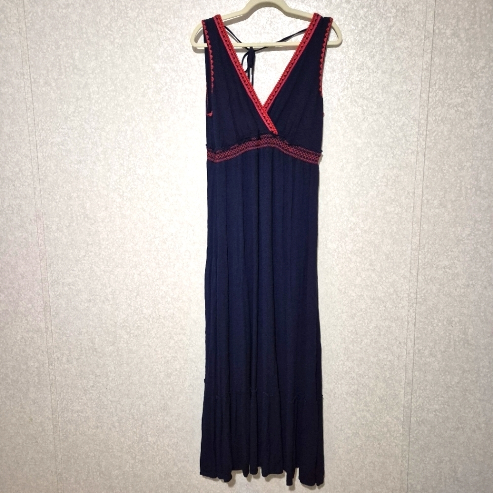 Jessica Simpson Maternity Blue and Red Sleeveless Maxi Dress..SIZE:L